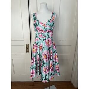 ModCloth Floral Elegance My Way Fit and Flare Retro Dress Womens Size Med. Pink